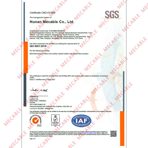 Mecable SGS certificate